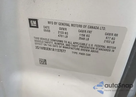 2010 Chevrolet Impala Lt from USA, damaged, VIN 2G1WB5EN1A1137677